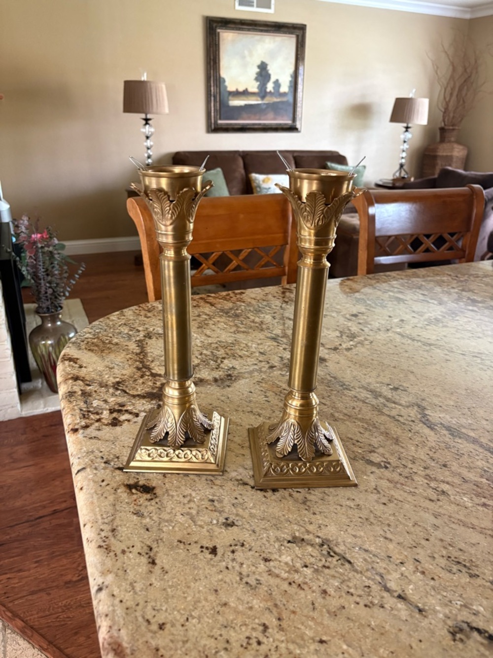 Bombay Gold Ornate Brass Candle Holders - Pair